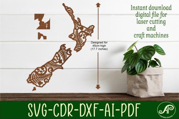 45cm New Zealand Wall Art with Designs
