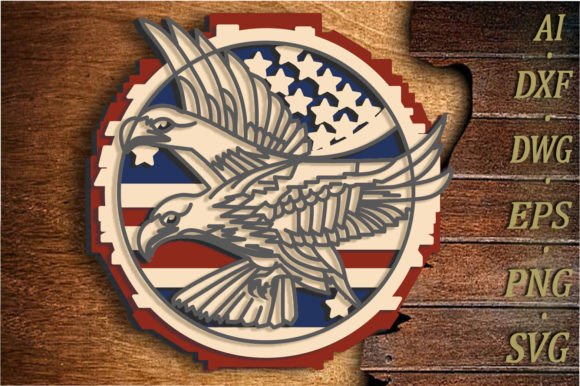 American Eagle 3D Layered Mandala SVG: Precision Craft Design