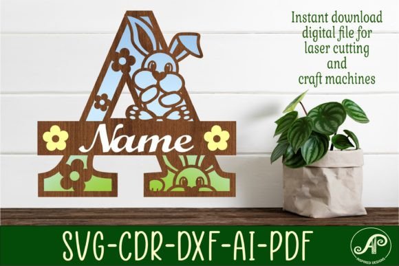 Bunny Capital Monogram Letter a SVG for Custom Signs