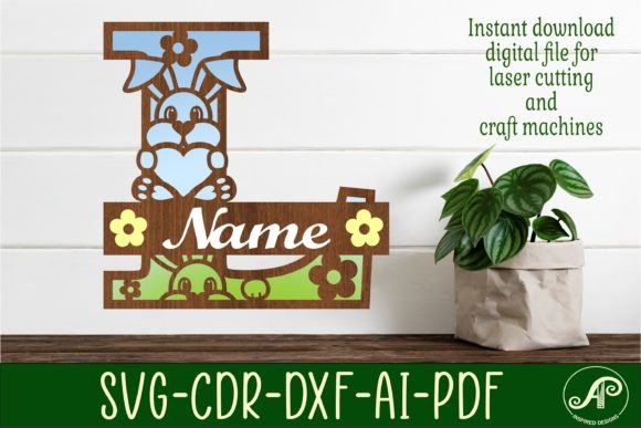 Bunny Capital Monogram Letter L SVG: Your 3D Laser Cut Design