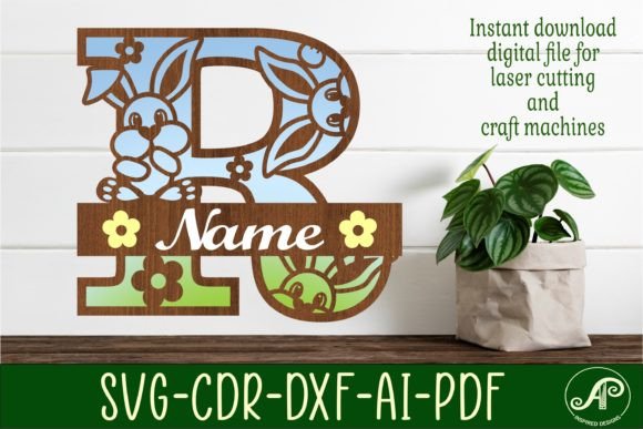 Bunny Capital Monogram Letter R SVG
