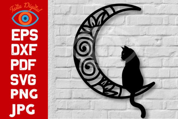 Cat on the Moon Wall Art Decor Design G