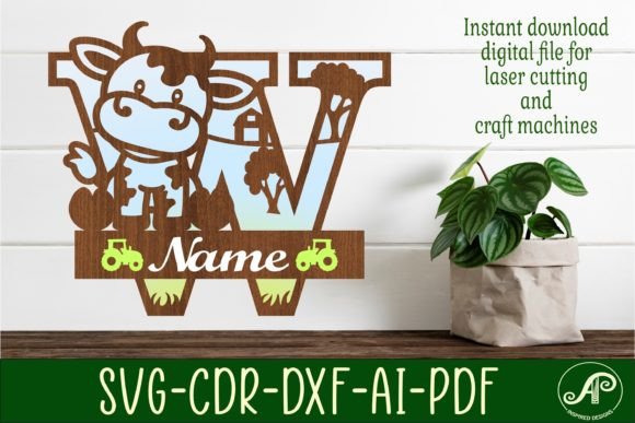 Design with Elegance: Cow Capital Monogram Letter W SVG Cut