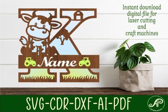 Elegant Cow Capital Monogram Letter K SVG Cut Design
