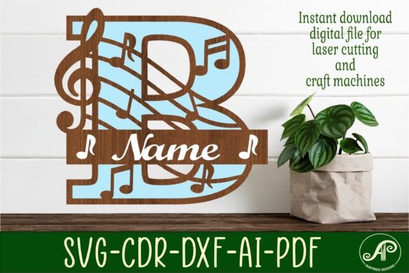 Elegant Music Monogram Letter B SVG Cut File