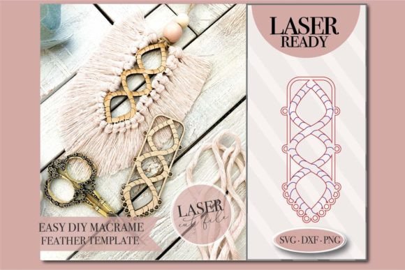 Macrame Feather Template SVG File: Crafting with Digital Elegance