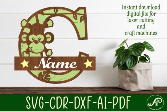 Monkey Capital Monogram Letter C SVG