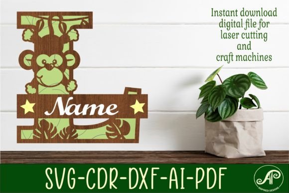 Monkey Capital Monogram Letter L SVG Design