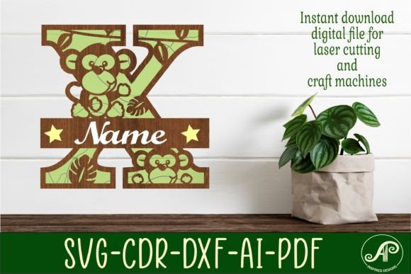 Monkey Capital Monogram Letter X SVG