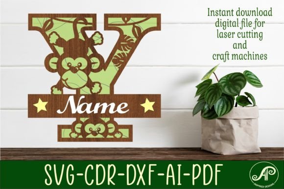 Monkey Capital Monogram Letter Y SVG