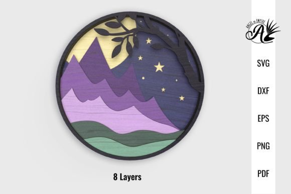 Mountains and Moonlight Layered Wall Art