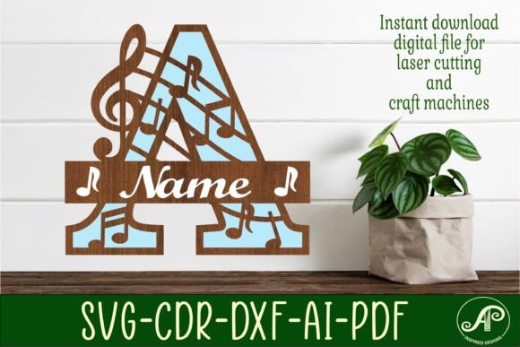 Music Monogram Letter a SVG Cut File: A Layered Design Asset