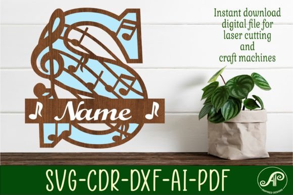 Music Monogram Letter S SVG Cut File: Layered Design