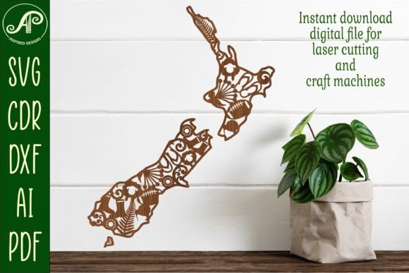 New Zealand Icons Outline Laser Cut Svg
