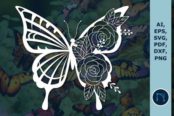 Paper Cut Floral Butterfly SVG Cut File for Crafters