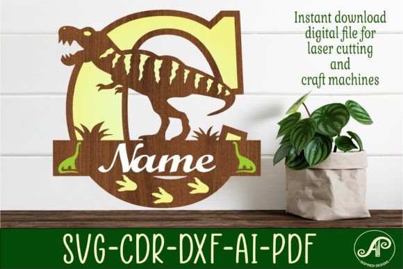 T-Rex Monogram Capital Letter C SVG for Laser Cut Signs